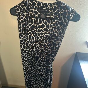 Jones New York Black and White Patterned Midi Dress